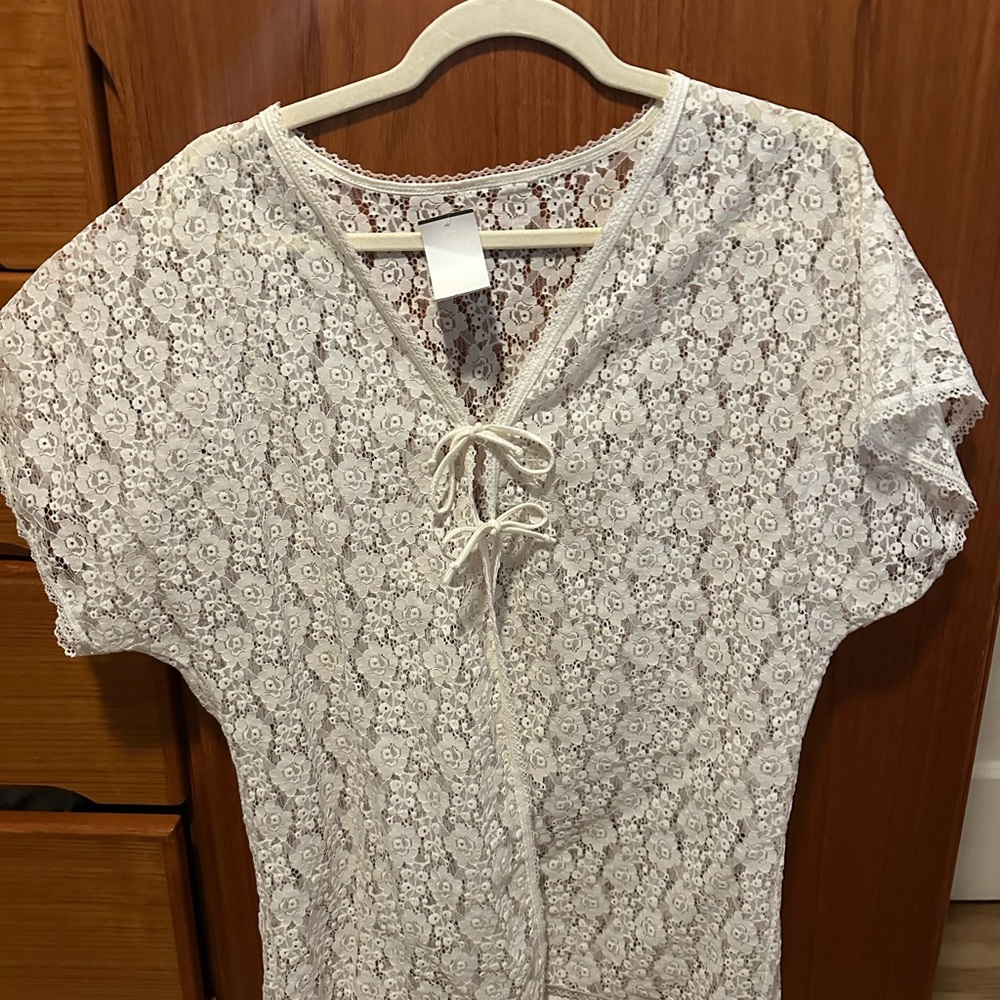 Lace Tie-Front Top